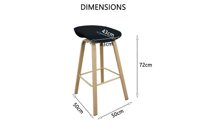 Ultimate Eames Style Seat Height Bar Stool - Black-GCC Home Center