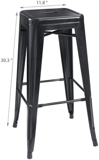 Metal Stackable Bar-Home Kitchen Stool - Black-GCC Home Center
