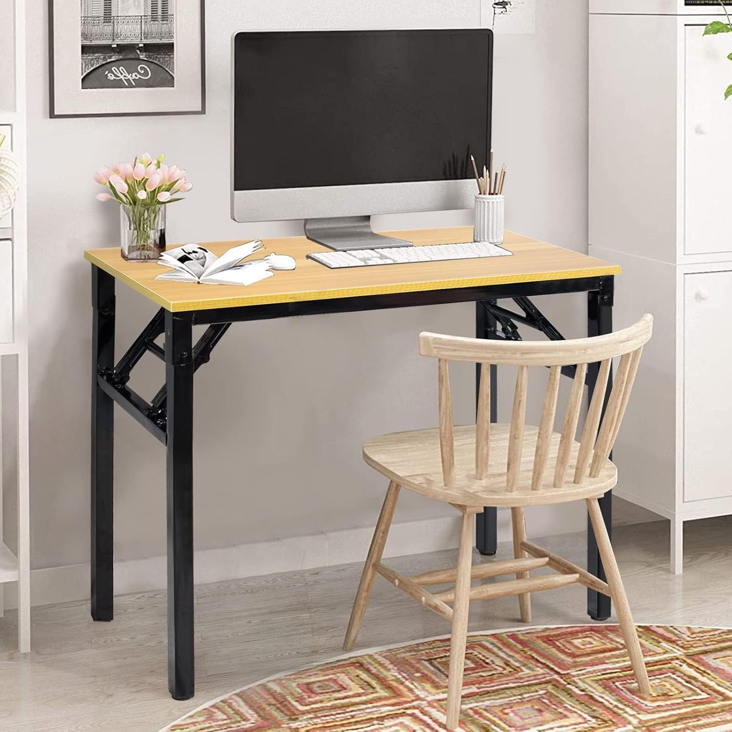 COOLBABY Folding Table - Multifunctional Portable Desk Camping, Garden, Picnic, Coffee, BBQ - 80x40x75 cm, Wood (yellow)