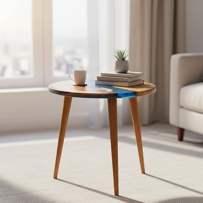 Pre Order 10 Days Luxury Handcrafted Epoxy Resin Solid Wood Coffee Table with Unique Ocean Theme Design