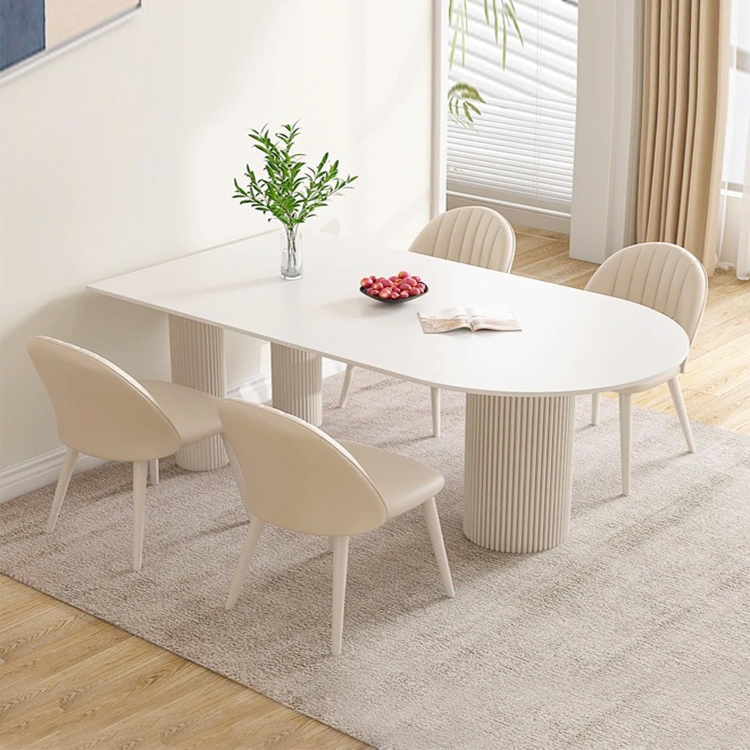 Kutis Modern Round Corner Kitchen Dining Table,Heavy Duty Slate Sturdy Indoor Table, Small Space Kitchen Furniture for Bar Living Room Office Leisure Coffee Table (120 x 60 x 75 CM).