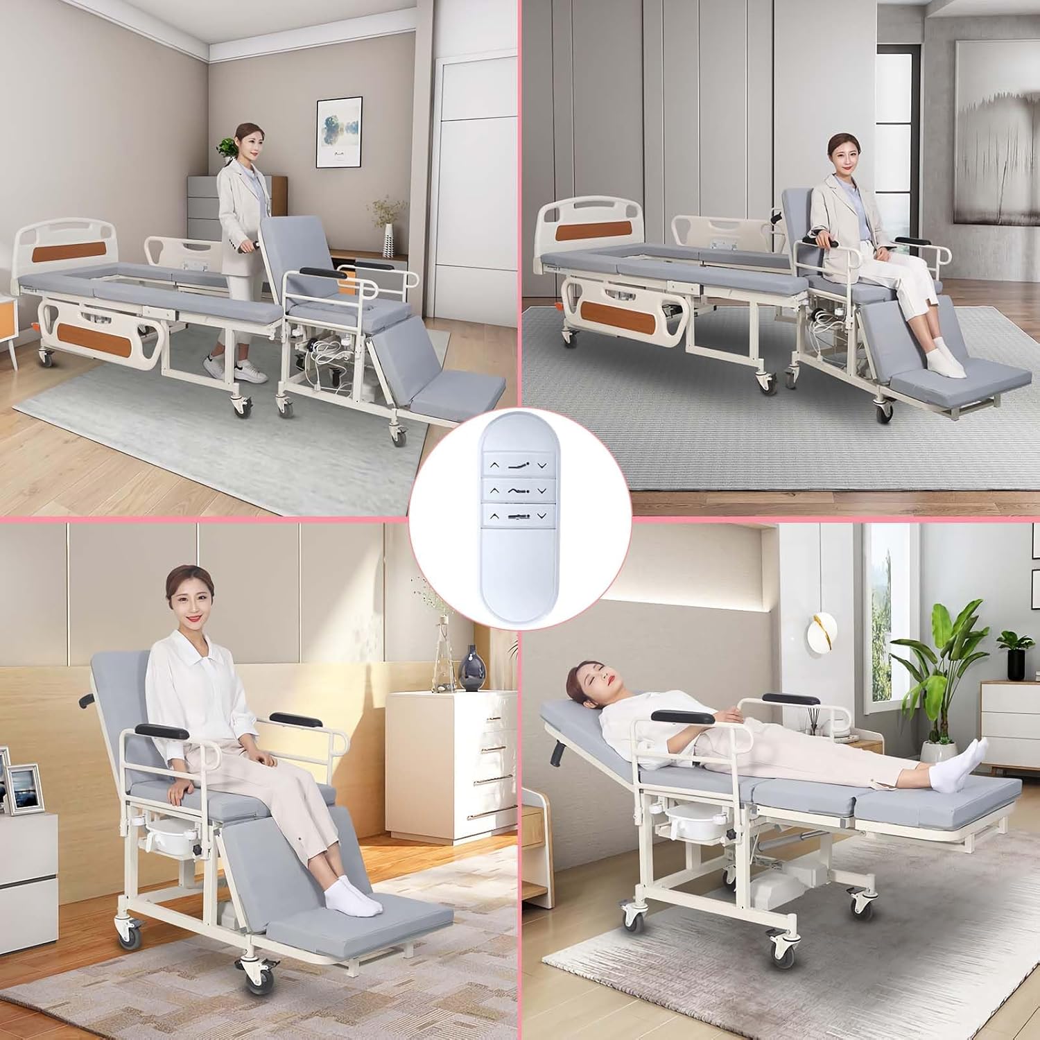 Electric Manual Home Nursing Bed with Built-in Wheelchair