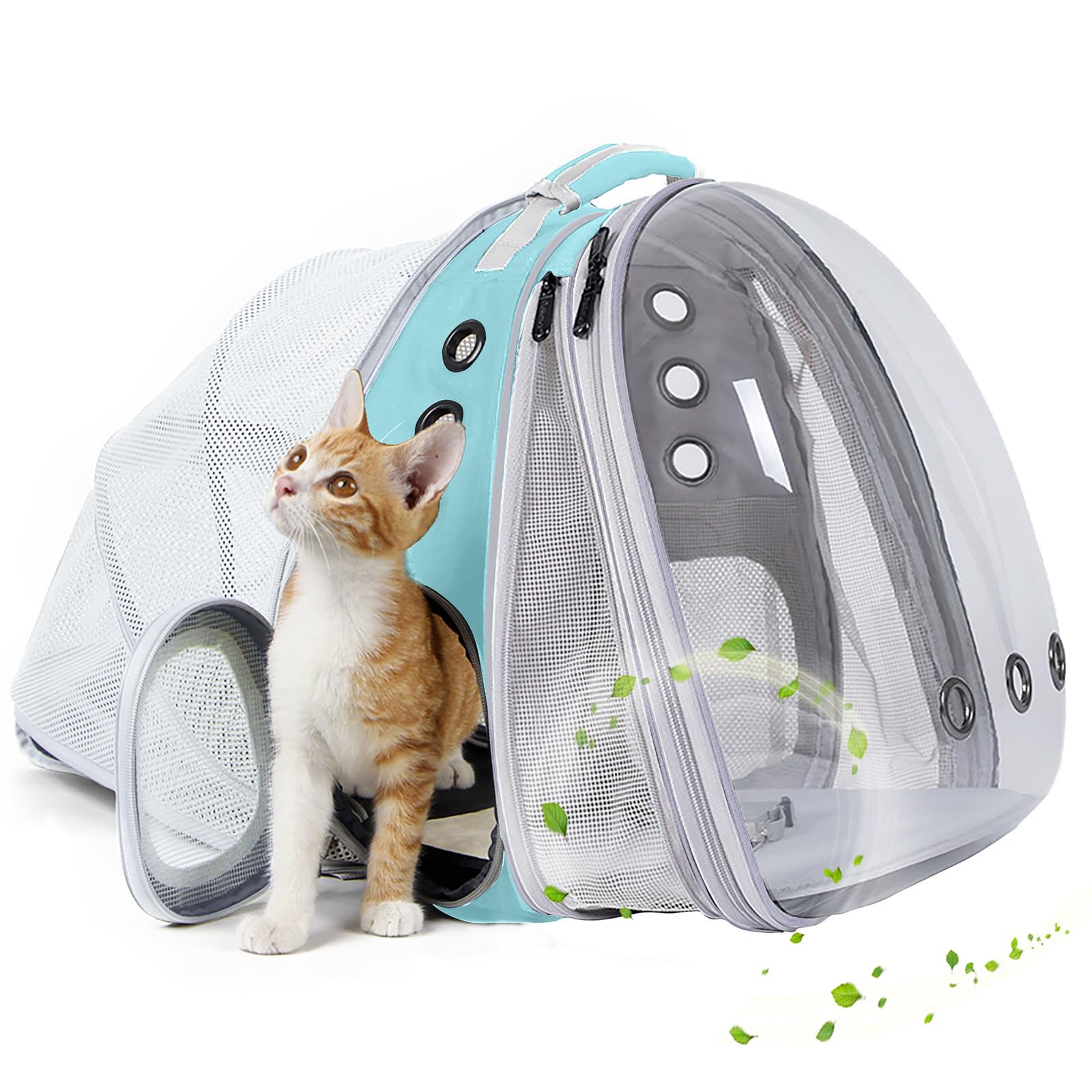 halinfer SOURCER Expandable Bubble Cat Carrier Backpack, Space Capsule Pet Carrier for Small Dog, Transparent Pet Hiking Traveling Backpack X-Large Grey