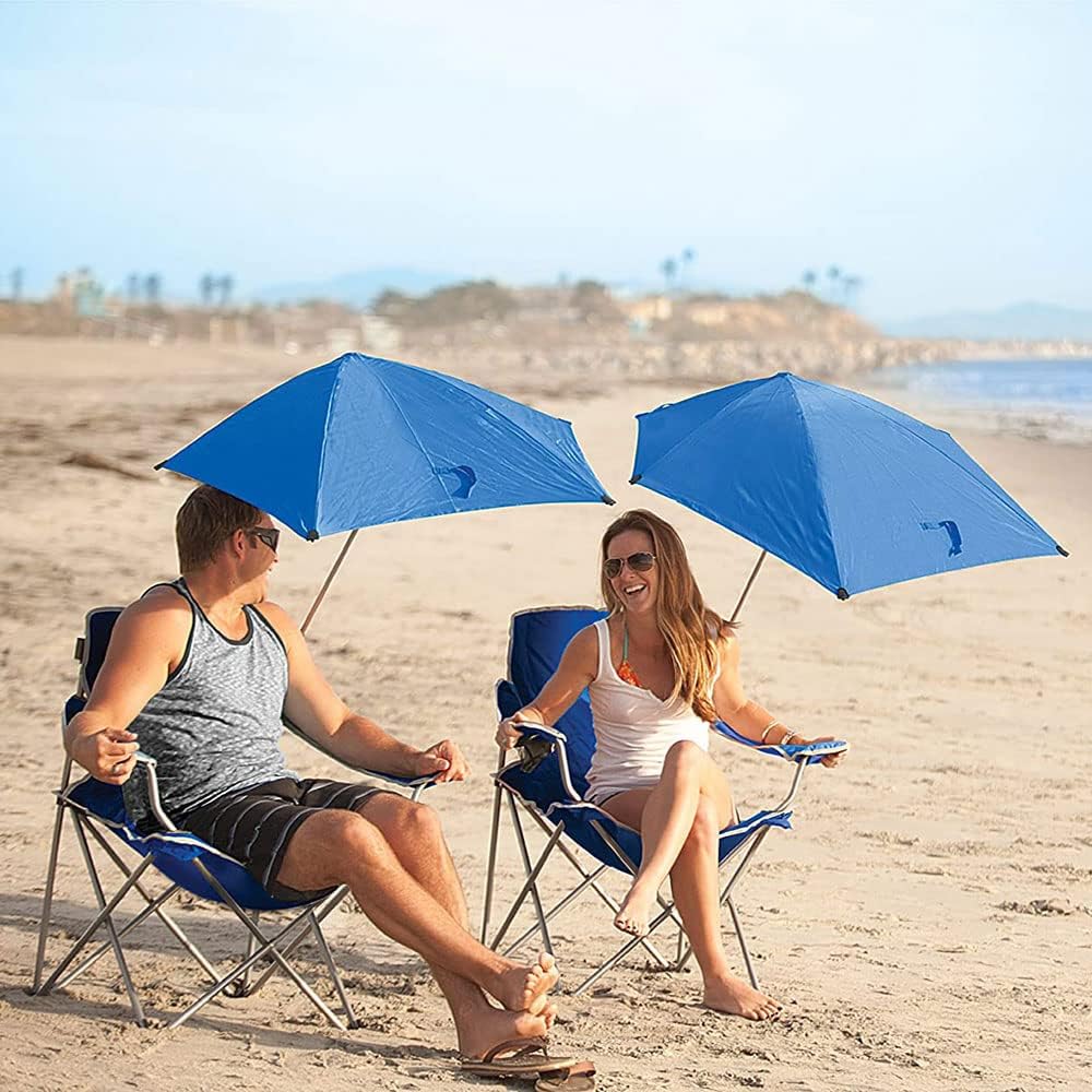 COOLBABY LZM-STY01 Large Outdoor Leisure Folding Chair,Portable Fishing Folding Chairs with Detachable Umbrella,for Beach Patio Pool Park Outdoor Camping Chair,Blue
