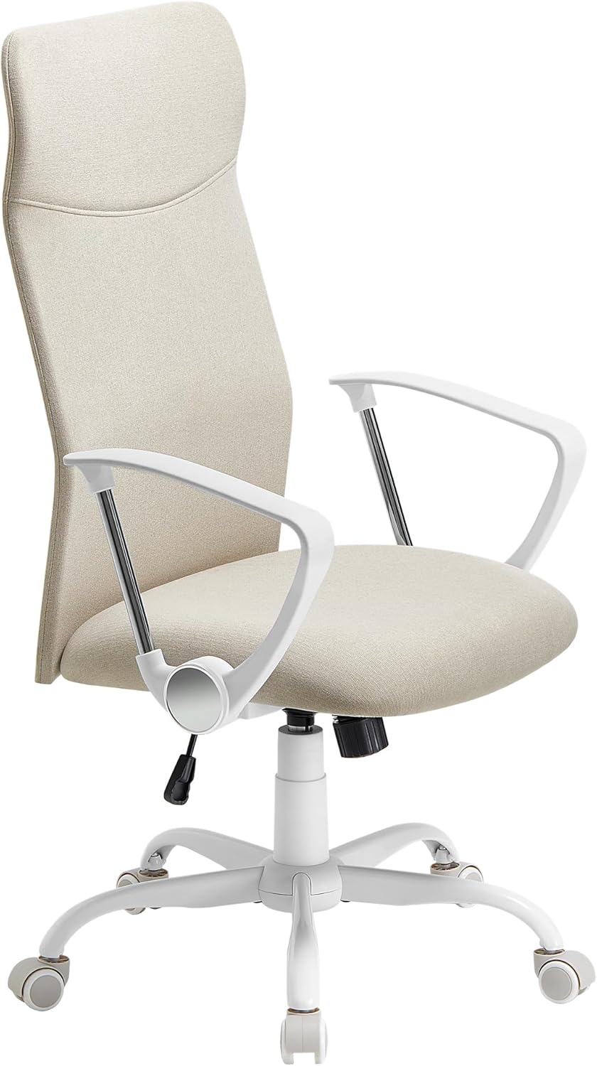 Office Chair, Ergonomic Chair, Swivel Seat, Padded Seat, Adjustable Height and Recliner, Load Capacity 120 kg, Cappuccino Beige