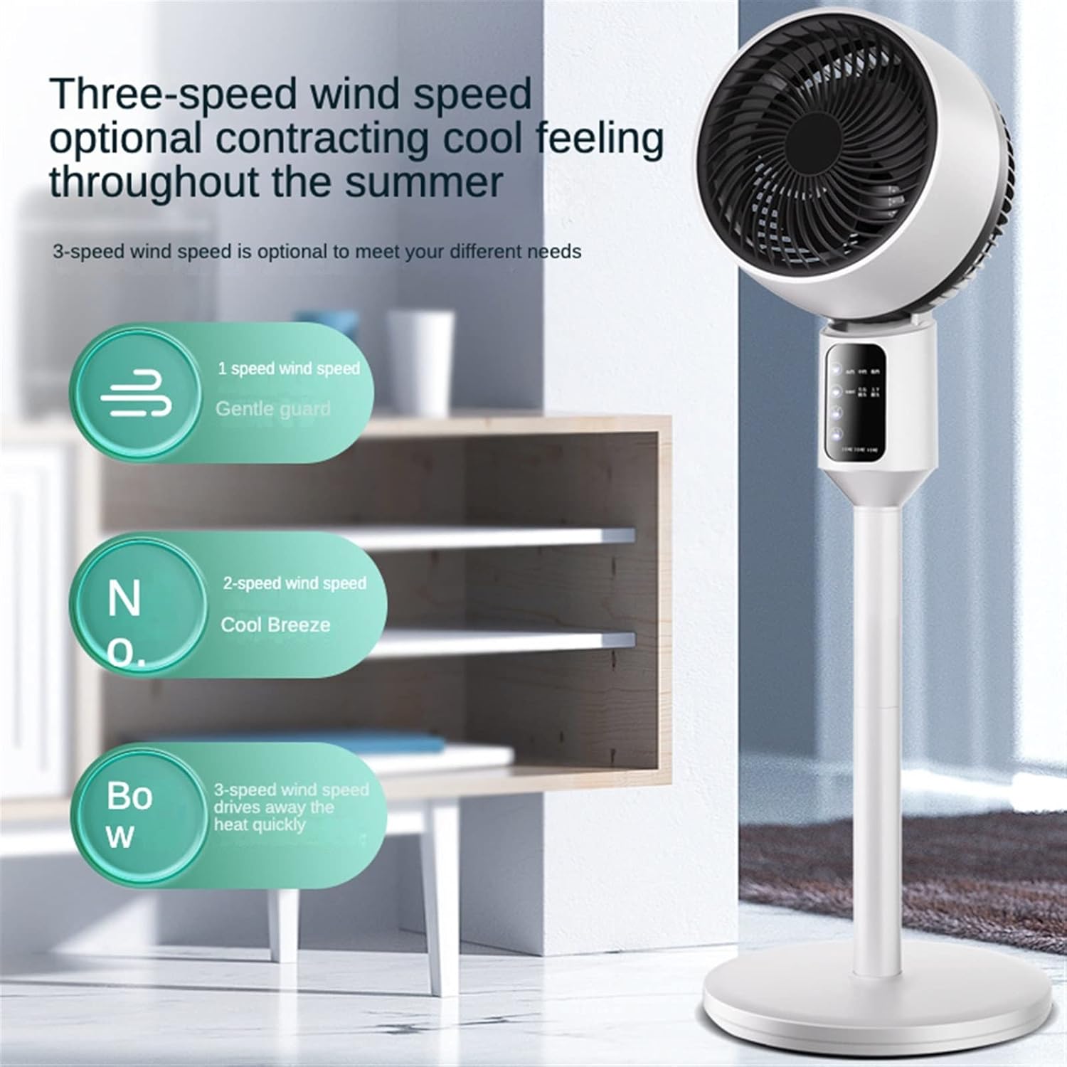 Fans Household Vertical Electric Fan, 220V Air Circulation Ventilation Device, Remote Timer.