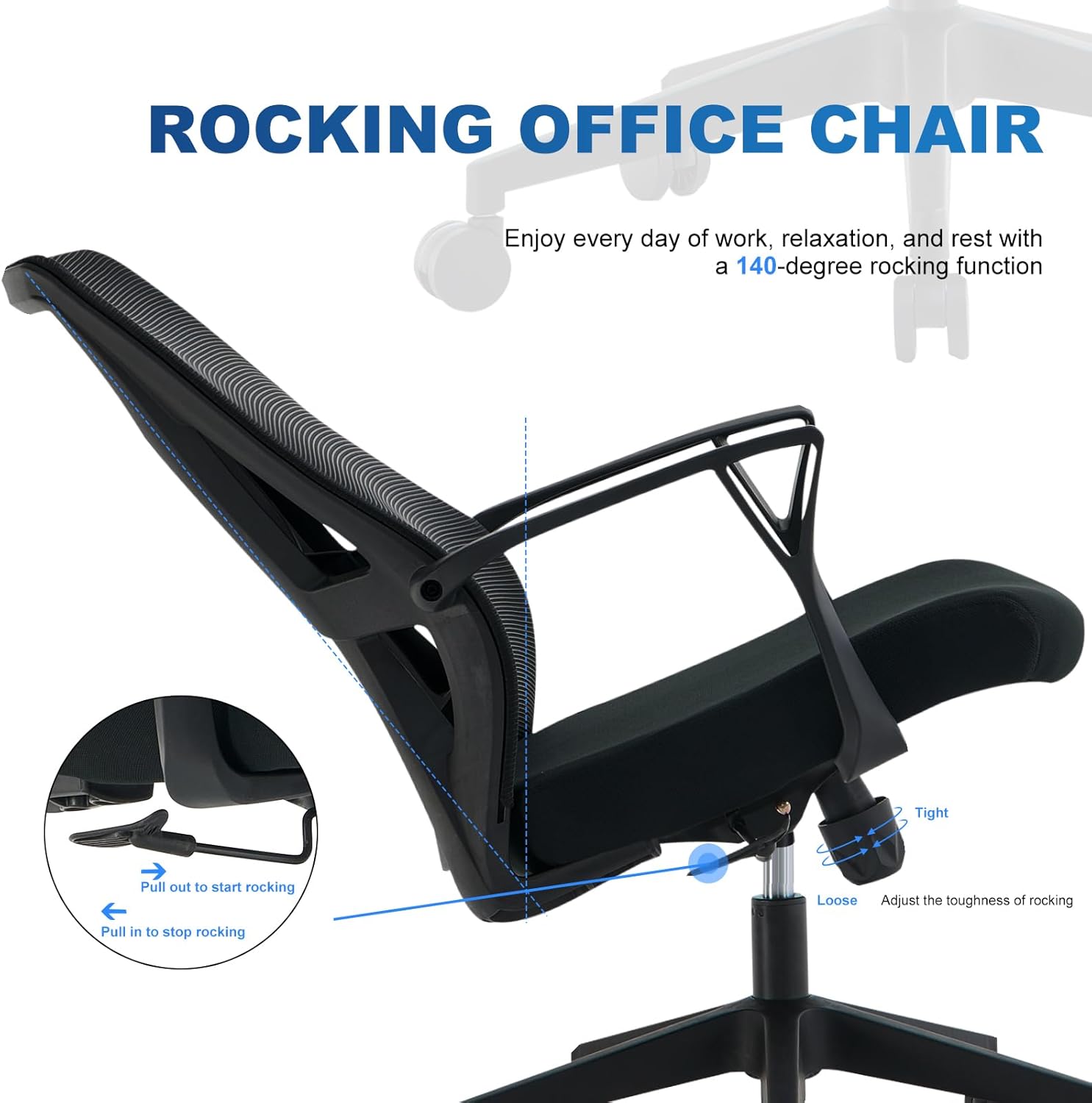 Office Chair Ergonomic Home Office Chair Computer Desk Chairs with Lumbar Support Breathable Mesh Executive Swivel Chair,Black