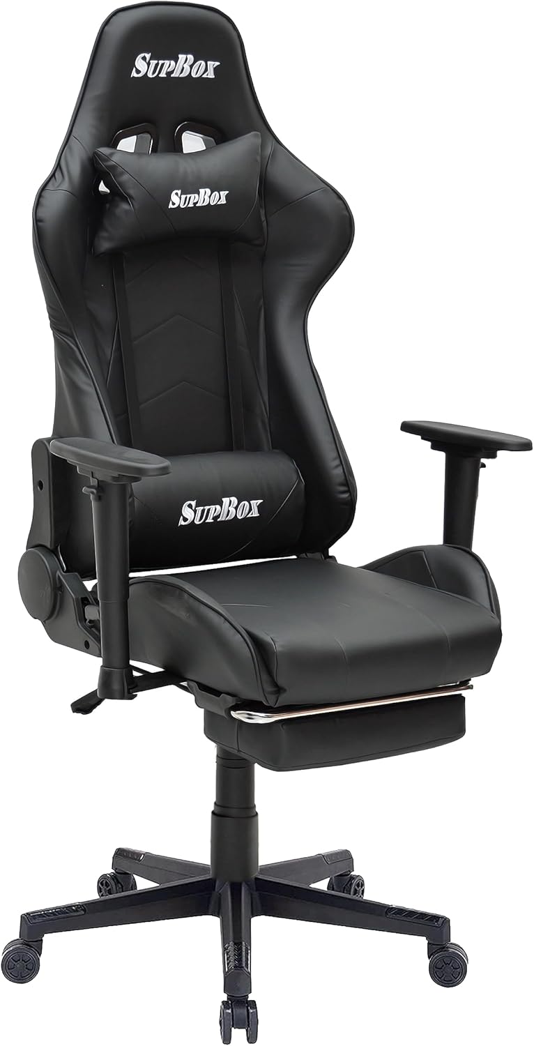 Multi Home Furniture Modern design Best Executive gaming chair MH-8886-Black for Video Gaming Chair for Pc with fully reclining back and head rest amd footrest and soft leather (Black)