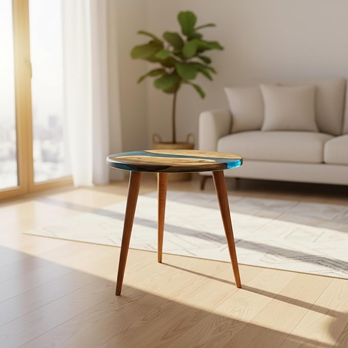 Pre Order 10 Days Luxury Handcrafted Epoxy Resin Solid Wood Coffee Table with Unique Ocean Theme Design