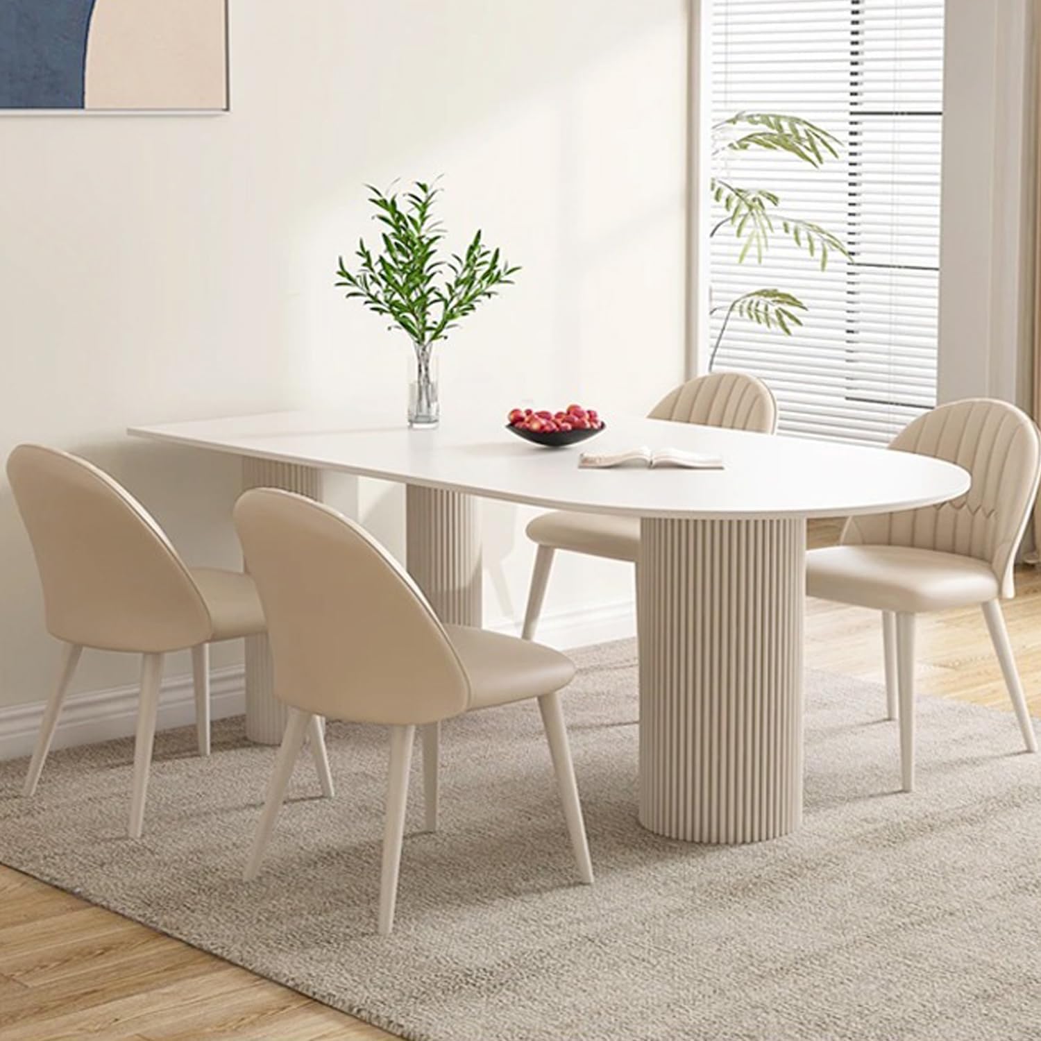 Kutis Modern Round Corner Kitchen Dining Table,Heavy Duty Slate Sturdy Indoor Table, Small Space Kitchen Furniture for Bar Living Room Office Leisure Coffee Table (120 x 60 x 75 CM).