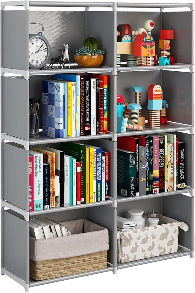 6-Cube Storage Organizer Book Shelf – DIY Metal Bookcase with Portable Design (Black, Matte Finish)