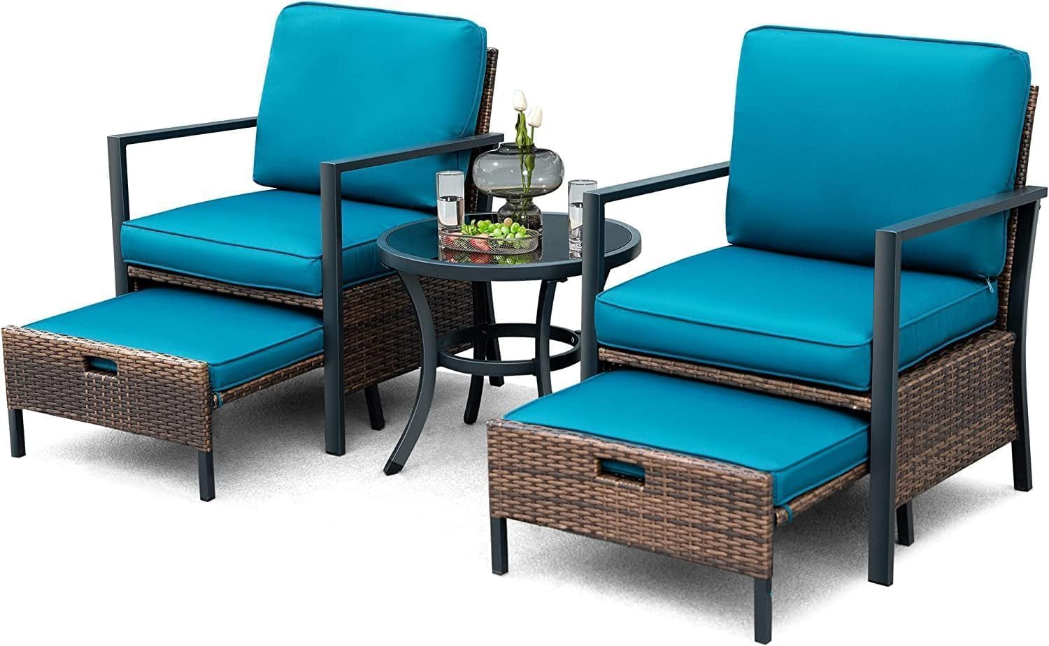 VITAL 5 Pieces Patio Furniture Set Outdoor Patio Conversation Bistro Set Modern Chairs with Coffee Table for Home and Balcony Patio Outdoor Furniture Conversation Sets Porch Chairs (VI-CTS-02)