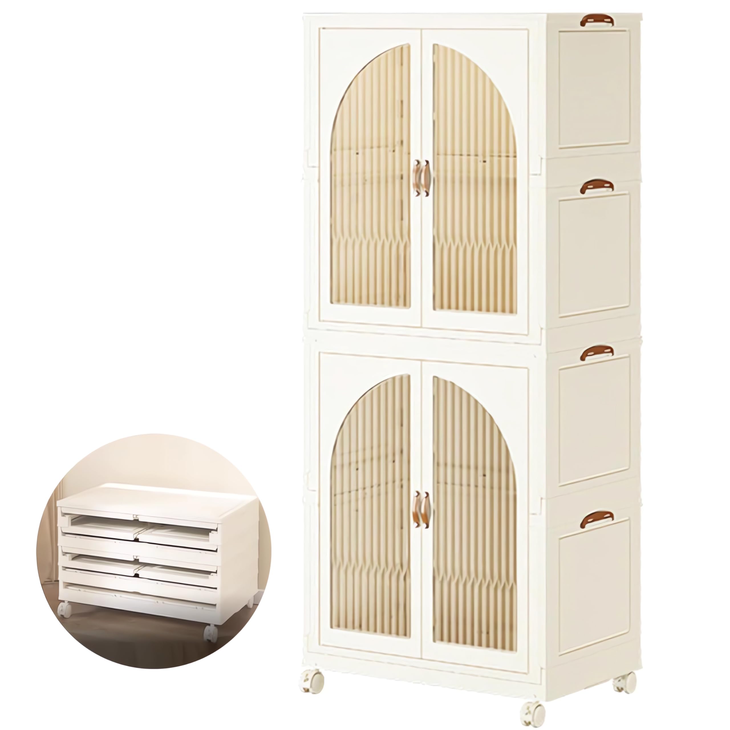 OYDAS Wardrobe Portable Closet, Stackable Storage Bins with Doors,Wheels,Lids,Collapsible Plastic Closet Organizers Storage Cabinet with Closet Rods,Folding Storage Bins (S70-136x60x35cm)-GCC Home Center