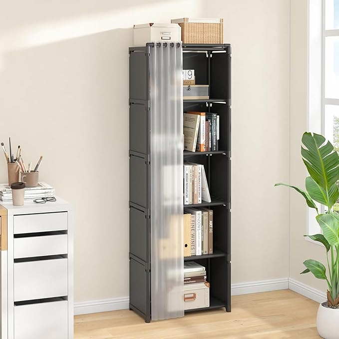 6-Cube Storage Organizer Book Shelf – DIY Metal Bookcase with Portable Design (Black, Matte Finish)