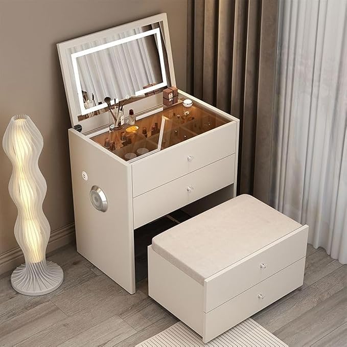 Multifunctional Makeup Vanity Dressing Table with Drawers and Chair 70 CM-GCC Home Center