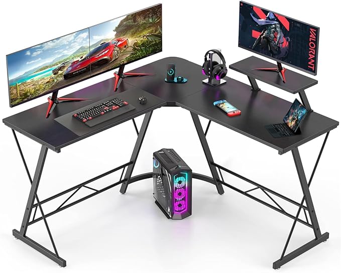 L-Shaped Gaming Desk – Ergonomic K-Shaped Computer Desk for Home Office