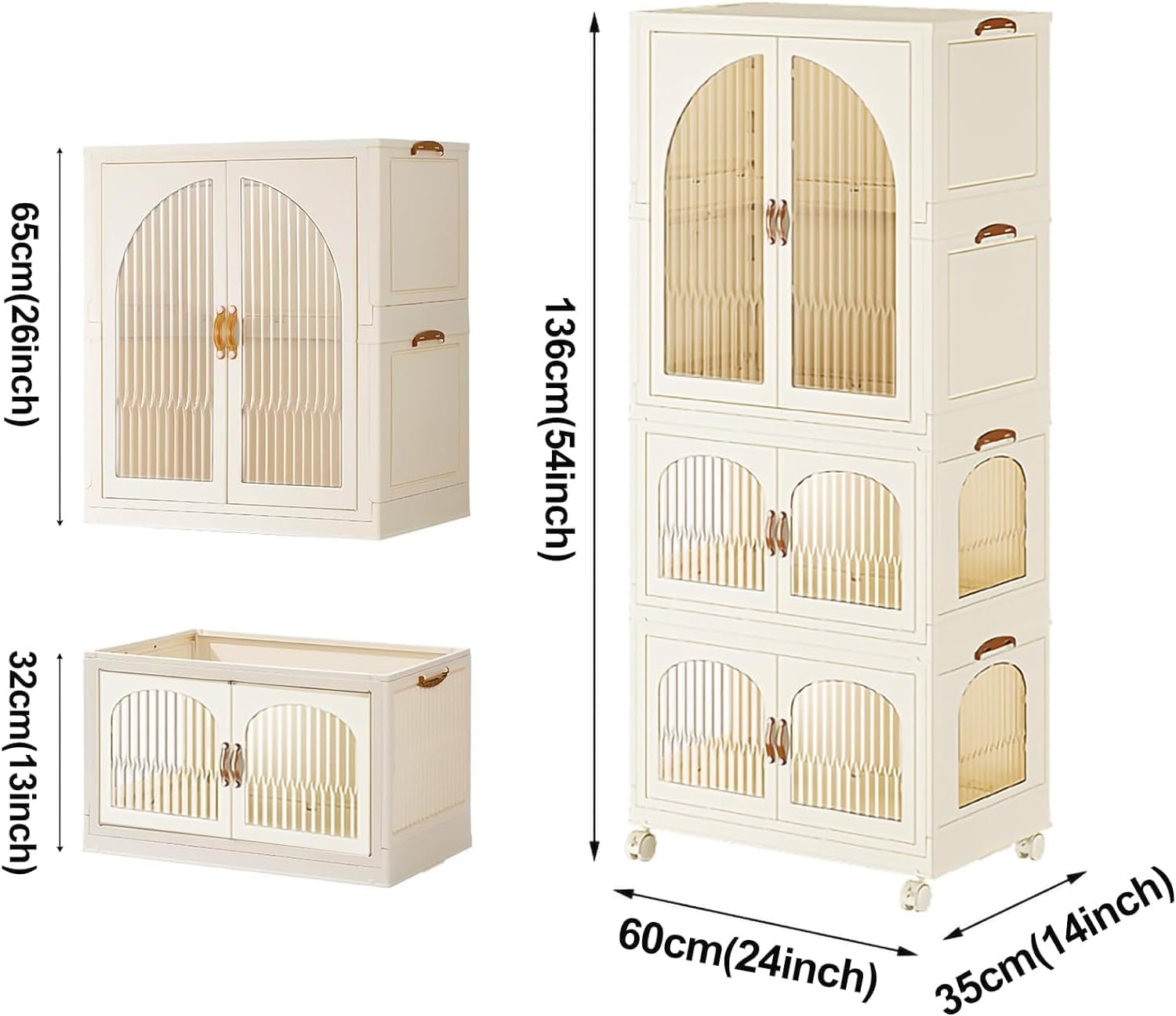 OYDAS Wardrobe Portable Closet, Stackable Storage Bins with Doors,Wheels,Lids,Collapsible Plastic Closet Organizers Storage Cabinet with Closet Rods,Folding Storage Bins (S70-136x60x35cm)-GCC Home Center