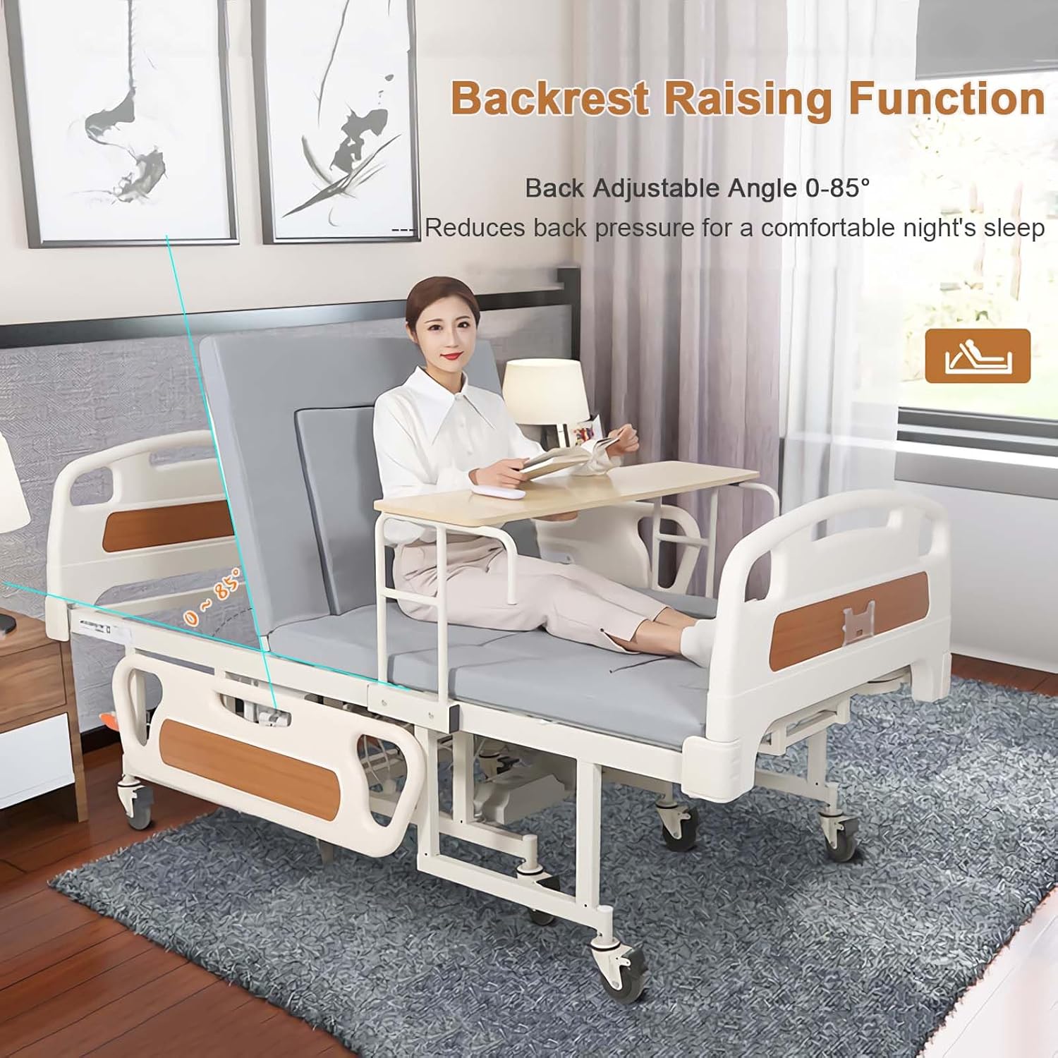 Electric Manual Home Nursing Bed with Built-in Wheelchair