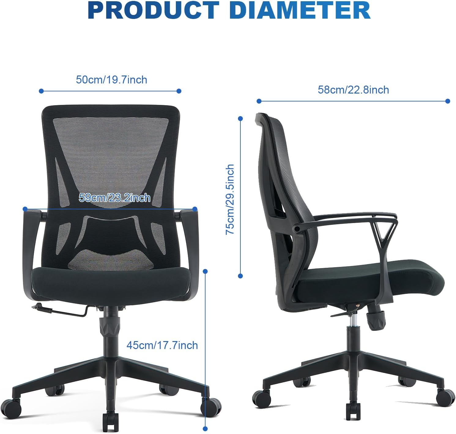 Office Chair Ergonomic Home Office Chair Computer Desk Chairs with Lumbar Support Breathable Mesh Executive Swivel Chair,Black