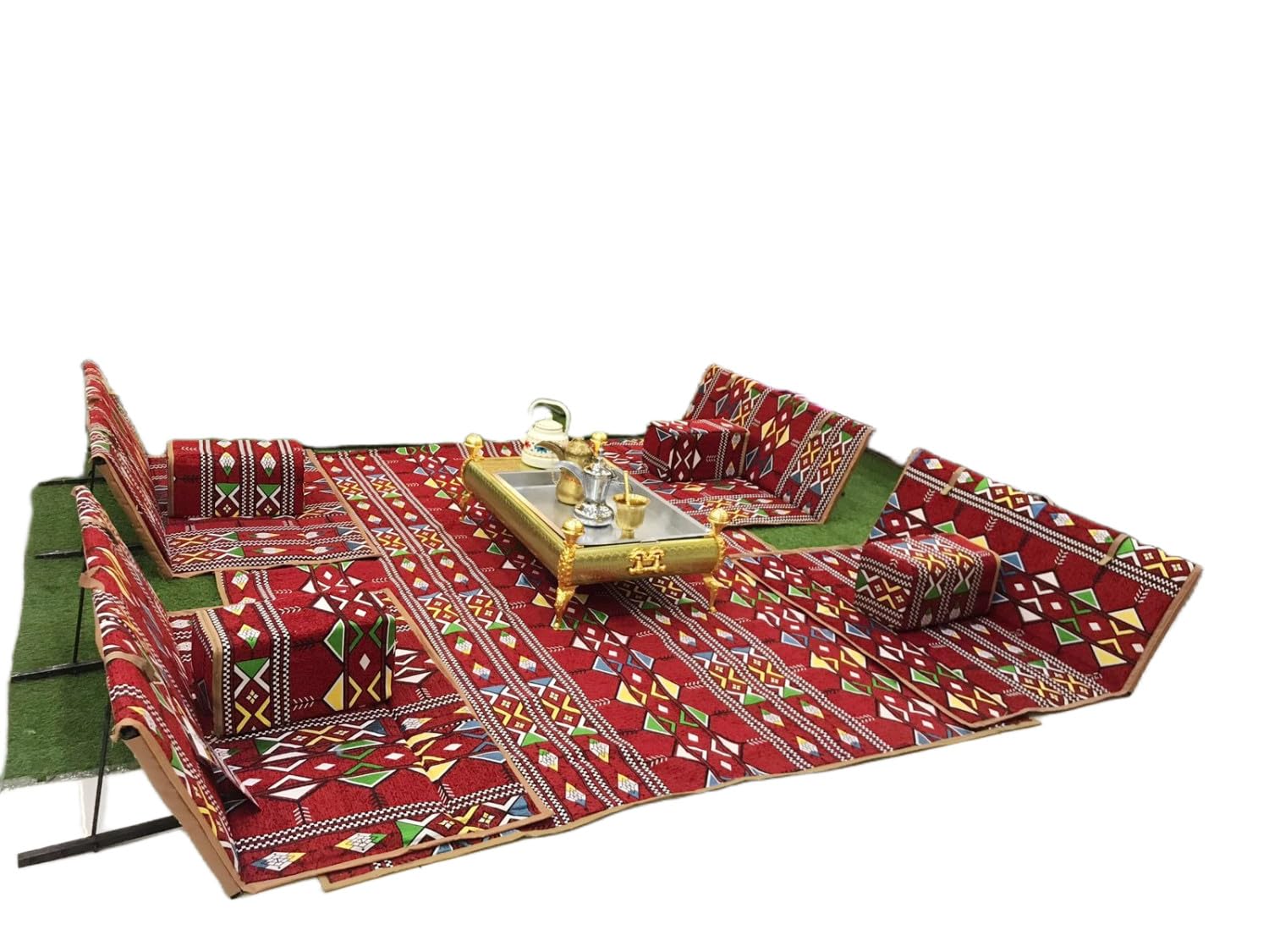 ALBAWADI Arabic Folding Carpet Camping Desert Carpet with Pillow Tent Floor Mat Sets (Grey)