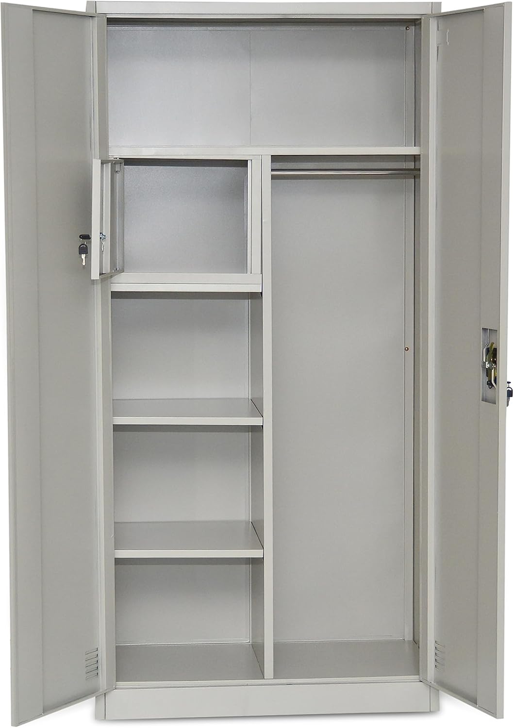Multi Home Furniture Best Steel Big size Metal Cupboard for or Office MH-205-E Cupboard, Steel Filing Cupboard,Cabinet with Shelves Storage Compartment,Flush Key lock (Metal Grey)-GCC Home Center