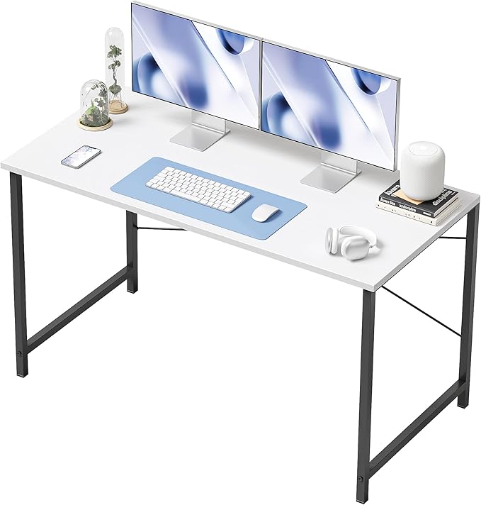 Small Computer Desk – Modern Home Office Writing Desk (White)