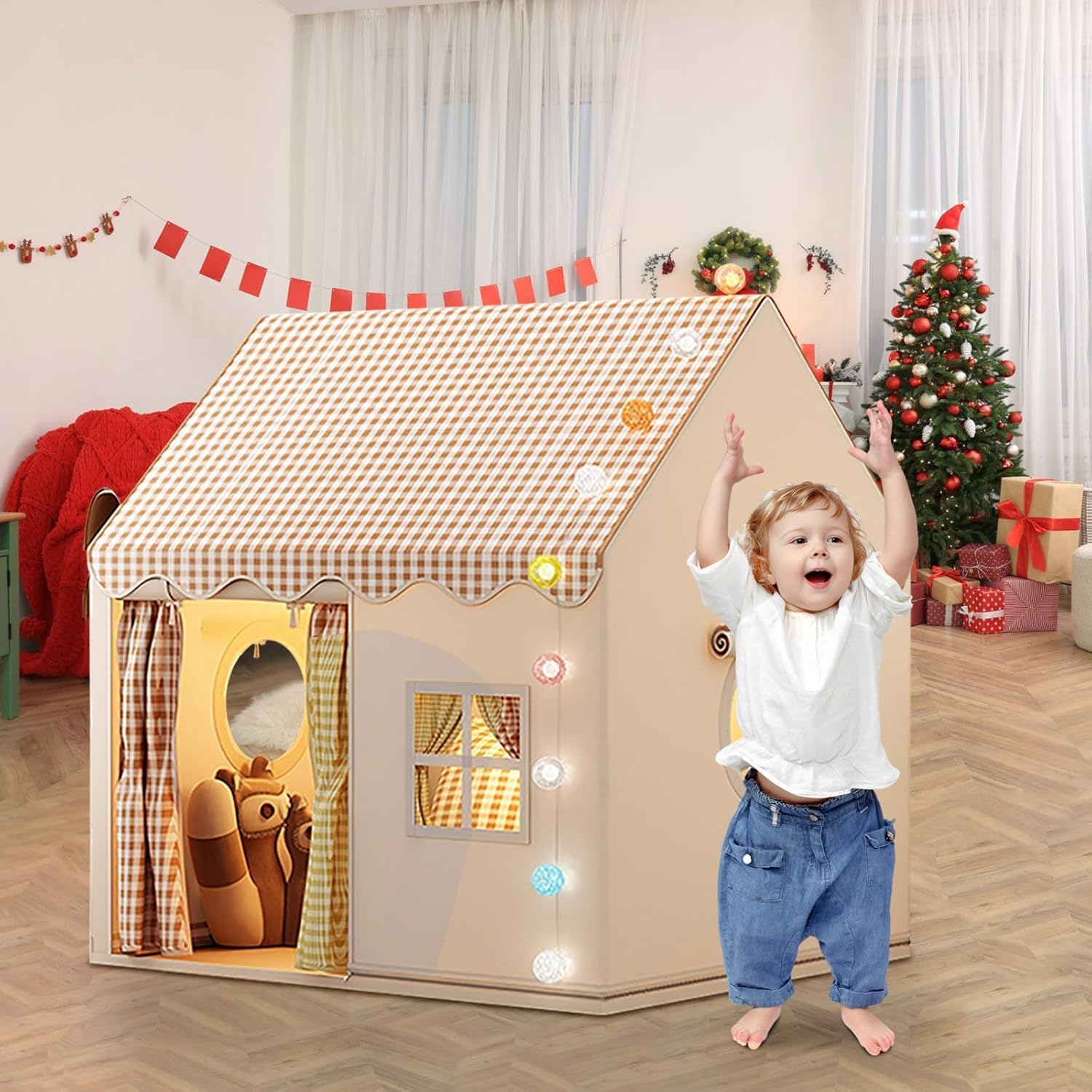 Large Kids Tent House Indoor/Outdoor, Toddler Play Tent With Birthday Party Decoration-GCC Home Center
