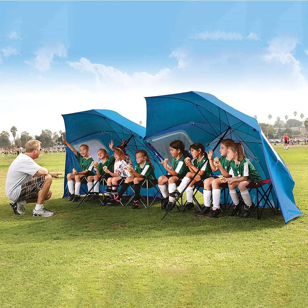 COOLBABY Portable Sunshade Beach Tent Umbrella,SPF 50+ Sun and Rain Canopy Umbrella for Sports Events,With Window Umbrella,Blue