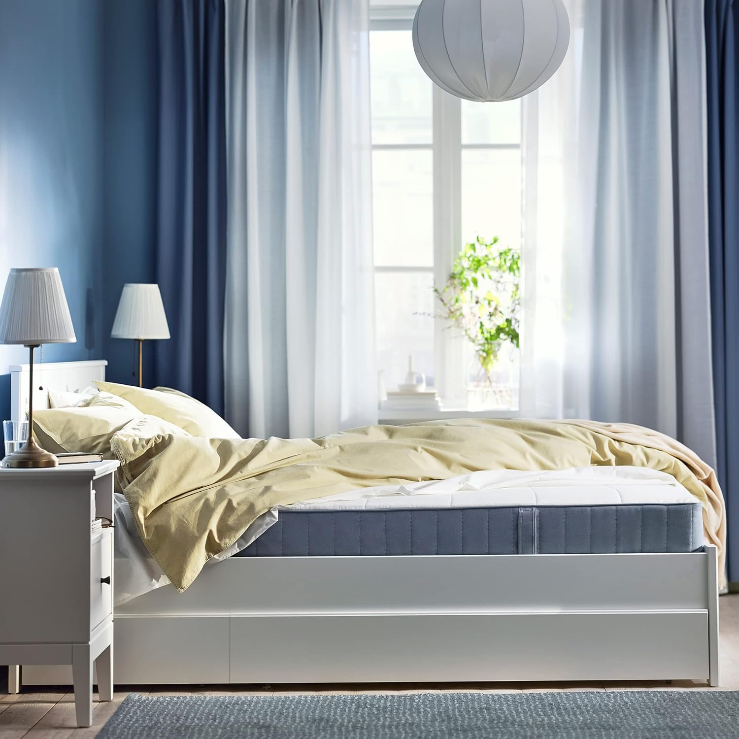 Ikea VESTMARKA sprung mattress, 90x200 cm, extra firm/light blue