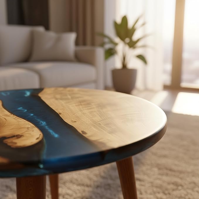 Pre Order 10 Days Luxury Handcrafted Epoxy Resin Solid Wood Coffee Table with Unique Ocean Theme Design