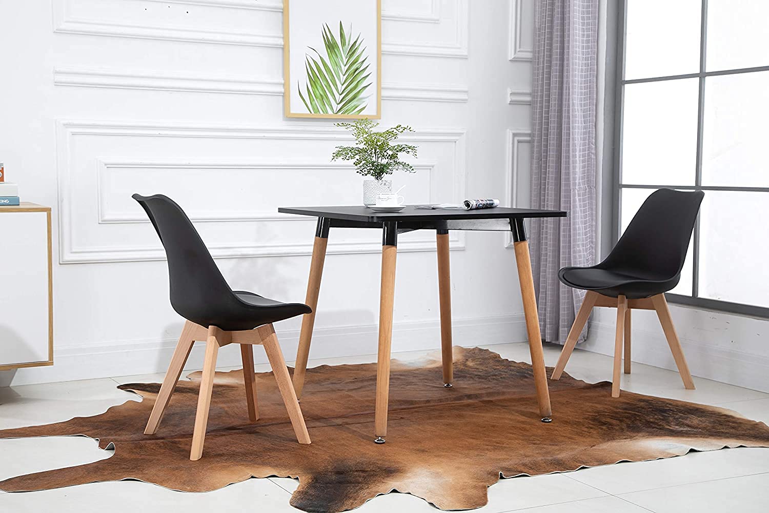 Mahmayi TJ HYT08 60DIA Round Pantry Table - Quad Leg base - Versatile for Home Office, Bistro, Balcony, Lawn, and Breakfast Nook - Fits Any Urban Decor Theme, Sturdy & Easy to Clean- Black(60cm)
