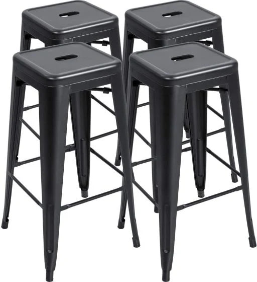 Metal Stackable Bar-Home Kitchen Stool - Black-GCC Home Center