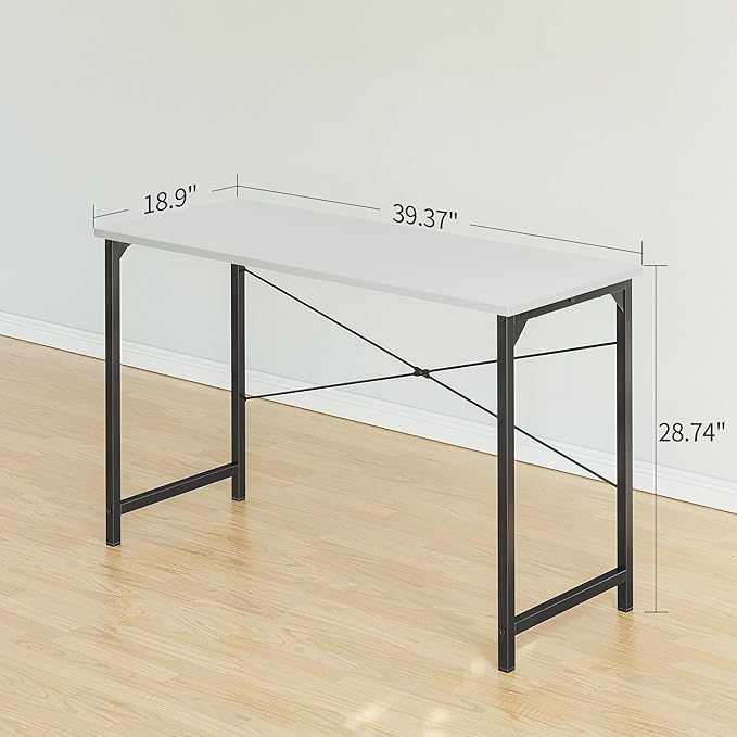 Small Computer Desk – Modern Home Office Writing Desk (White)