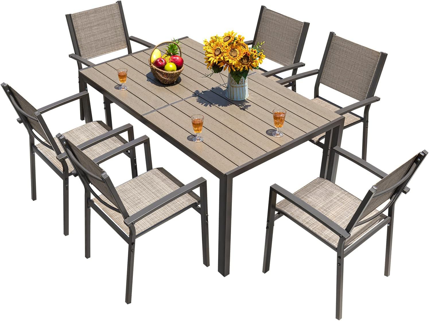 Homall 3 Pieces Patio Furniture Set Outdoor Patio Conversation Textilene Bistro Set Modern Porch Lawn Chairs with Coffee Table for Home and Balcony (Black)