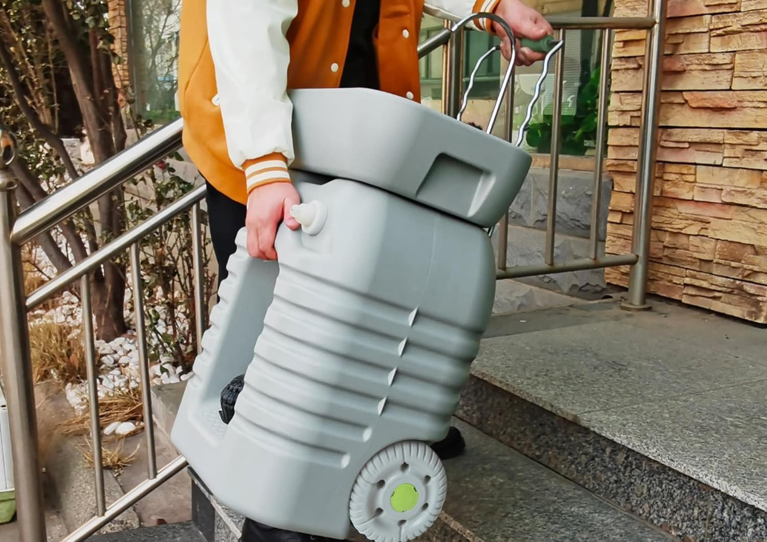 ALBAWADI Portable Camping Hand Wash Sink Foot Pump With 45L Water Tank Wheels Dispenser Adjustable Height Size