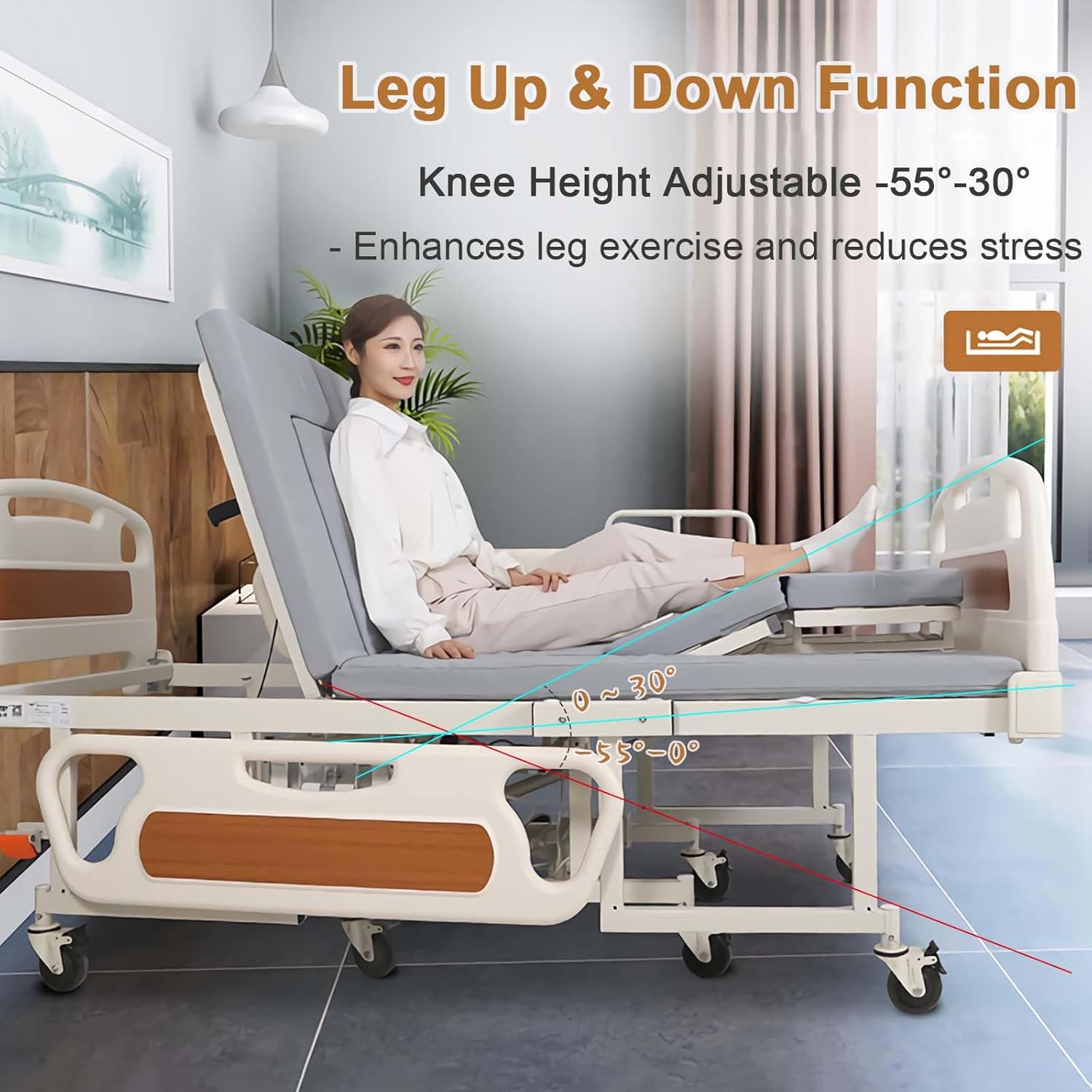 Electric Manual Home Nursing Bed with Built-in Wheelchair