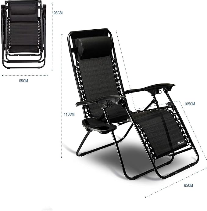Foldable Camping Chair Outdoor Lounges Chair Garden Chair Adjustable Beach Chair with Pillows Cup Holders-GCC Home Center