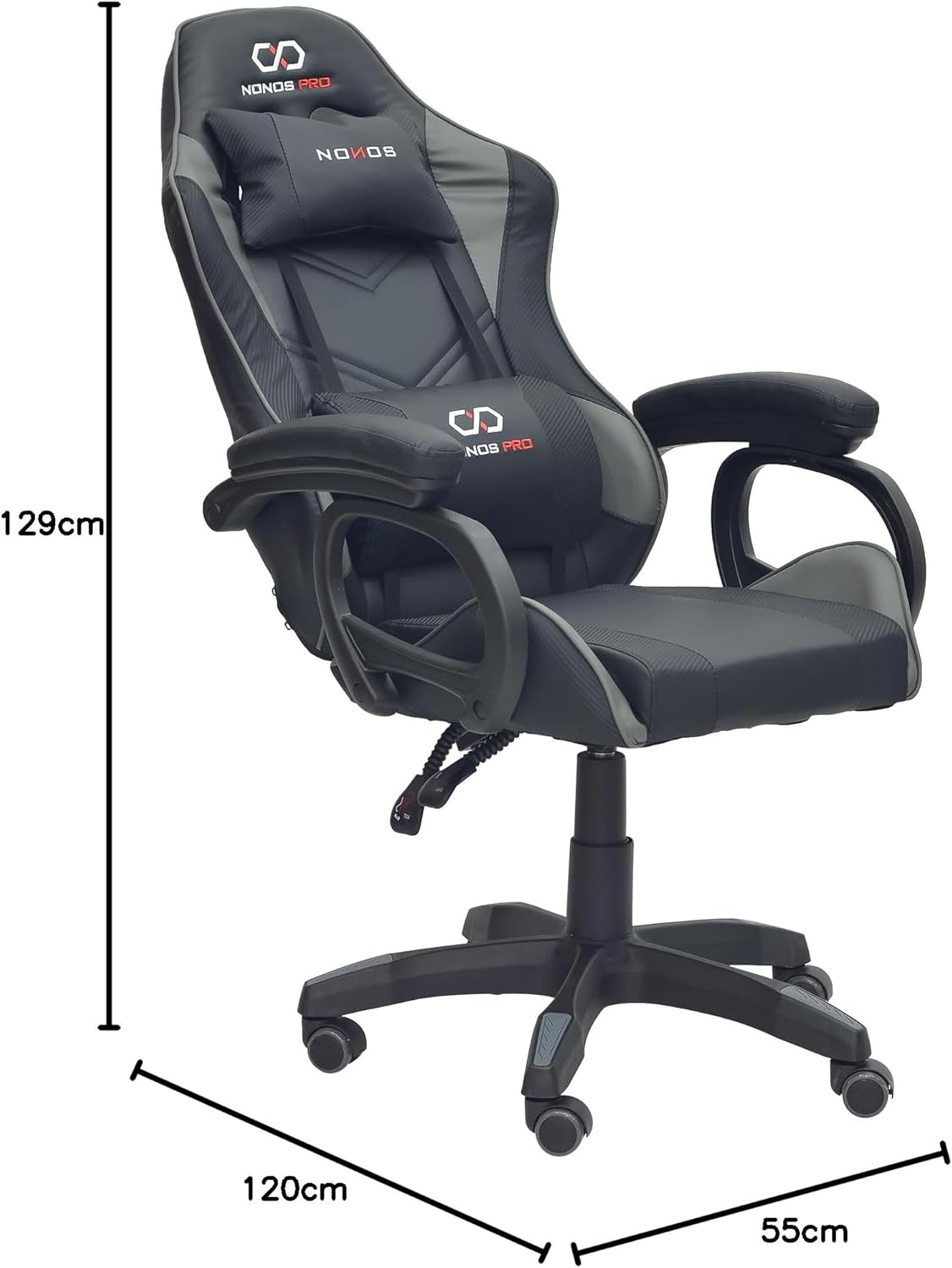 Modern design Gaming chair MH-FR44-Grey-blk It has HeadRest and Arm rest material Pu leather - Grey,Black-GCC Home Center