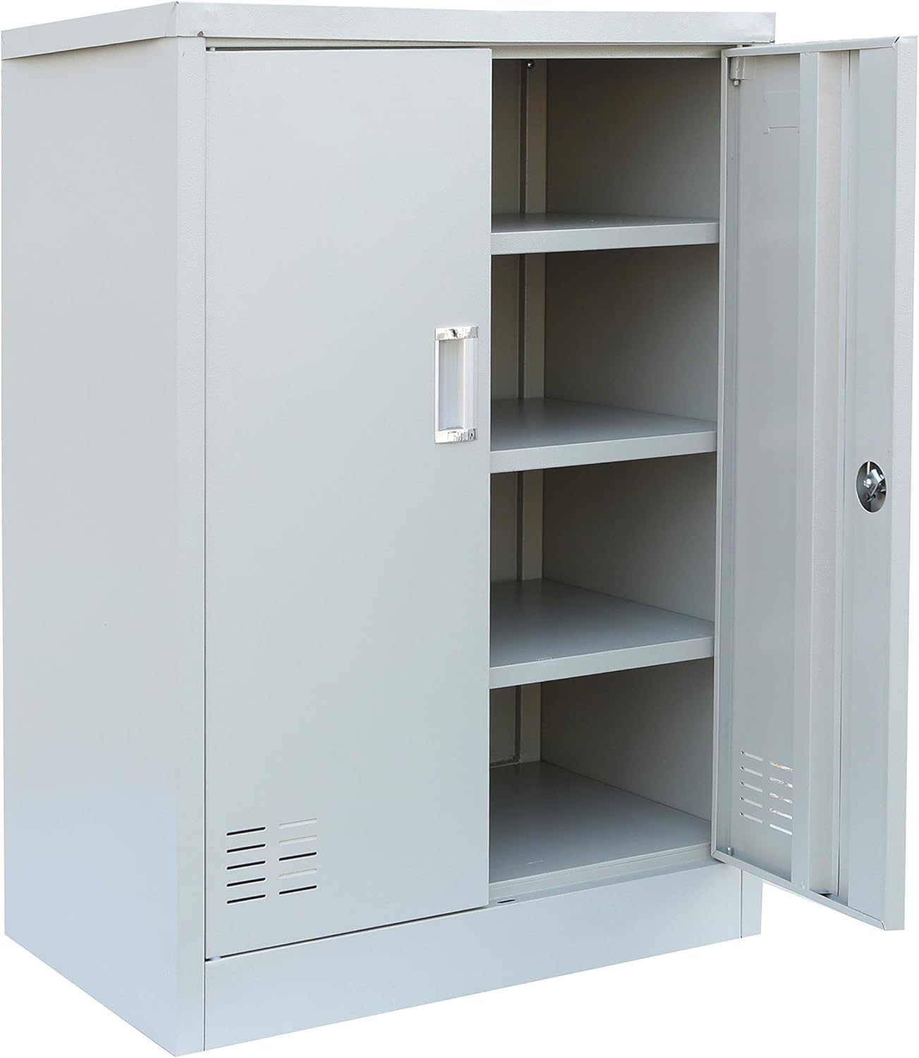Steel Shoe Rack With Doors - Grey