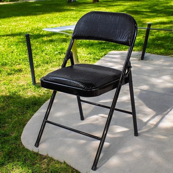 Premium Snake Skin Folding Chair. Padded Seat, Stainless Steel Frame, Multi-Functional & Portable for Home, Office, Outdoor & Events