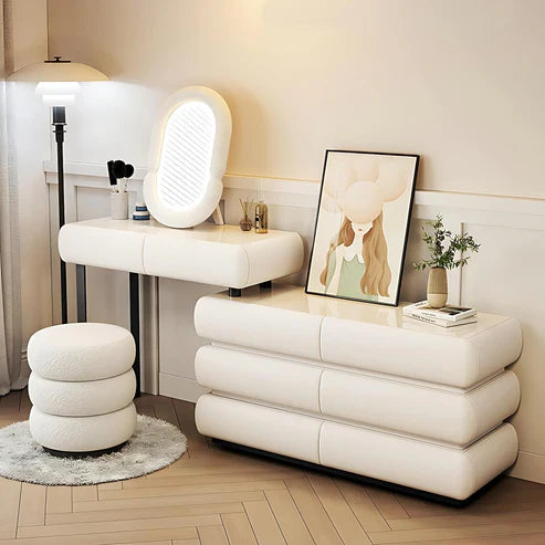 Modern Minimalist Makeup Dresser Desk for Bedroom-Elegant Solid Wood Vanity Table-GCC Home Center