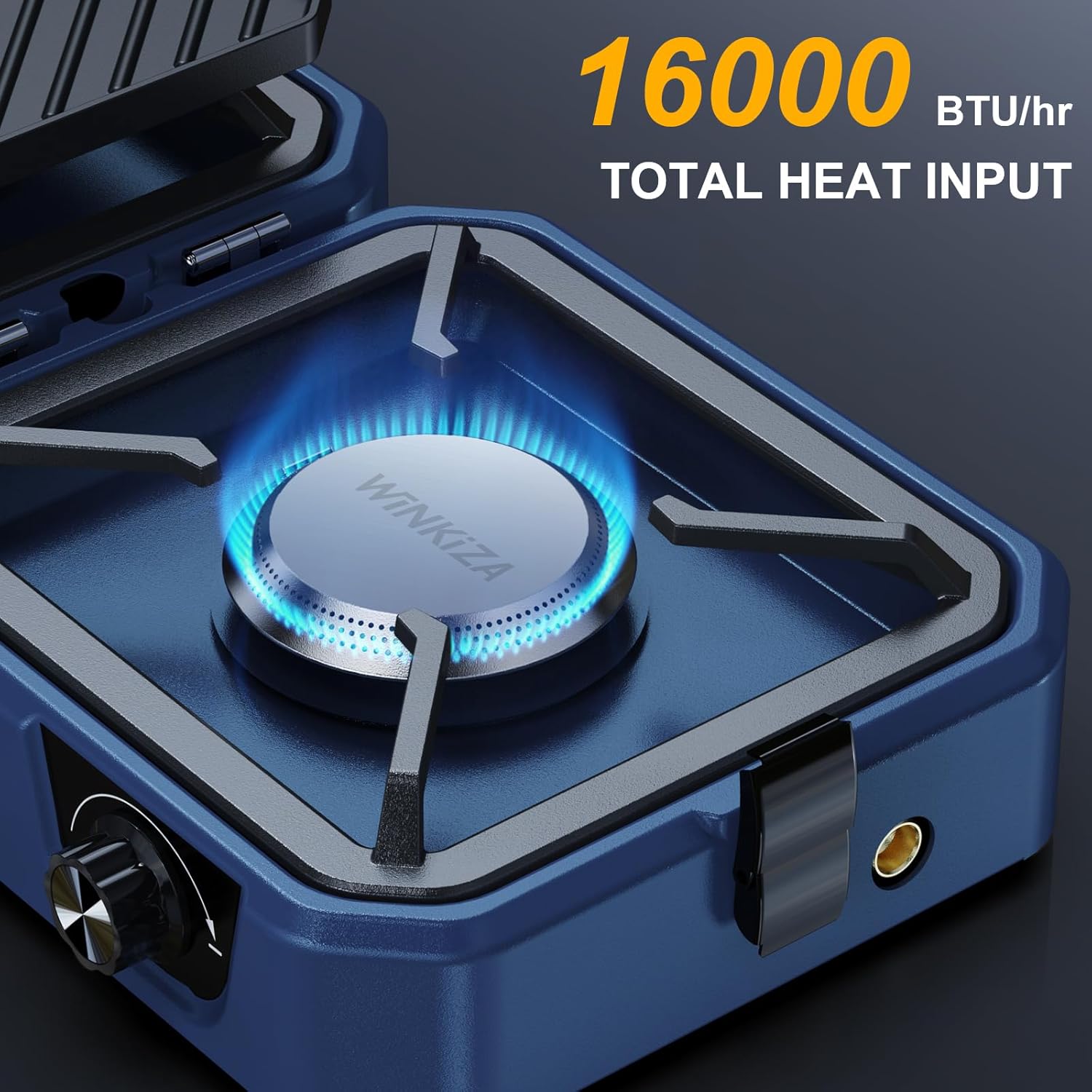 Folding Camping Stove, 2 Burner Propane Stove, Outdoor Gas Stove With Griddle Pan, Portable Folding Camp Stove with Push-Button Instant Ignition