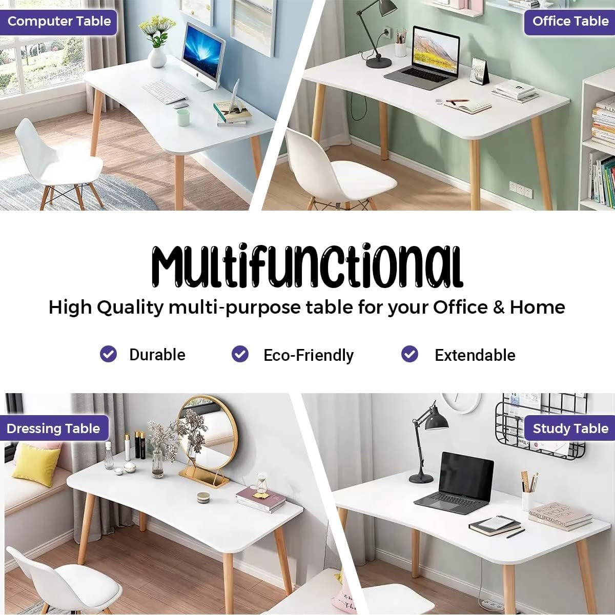 ORCHID M® Home Computer Desk, Computer Laptop Table Desk Office Desk Study Writing Desk Easy Assembly, Space-Saving Computer Desk Ideal for Home and Office Use (80x 40x73CM)-GCC Home Center