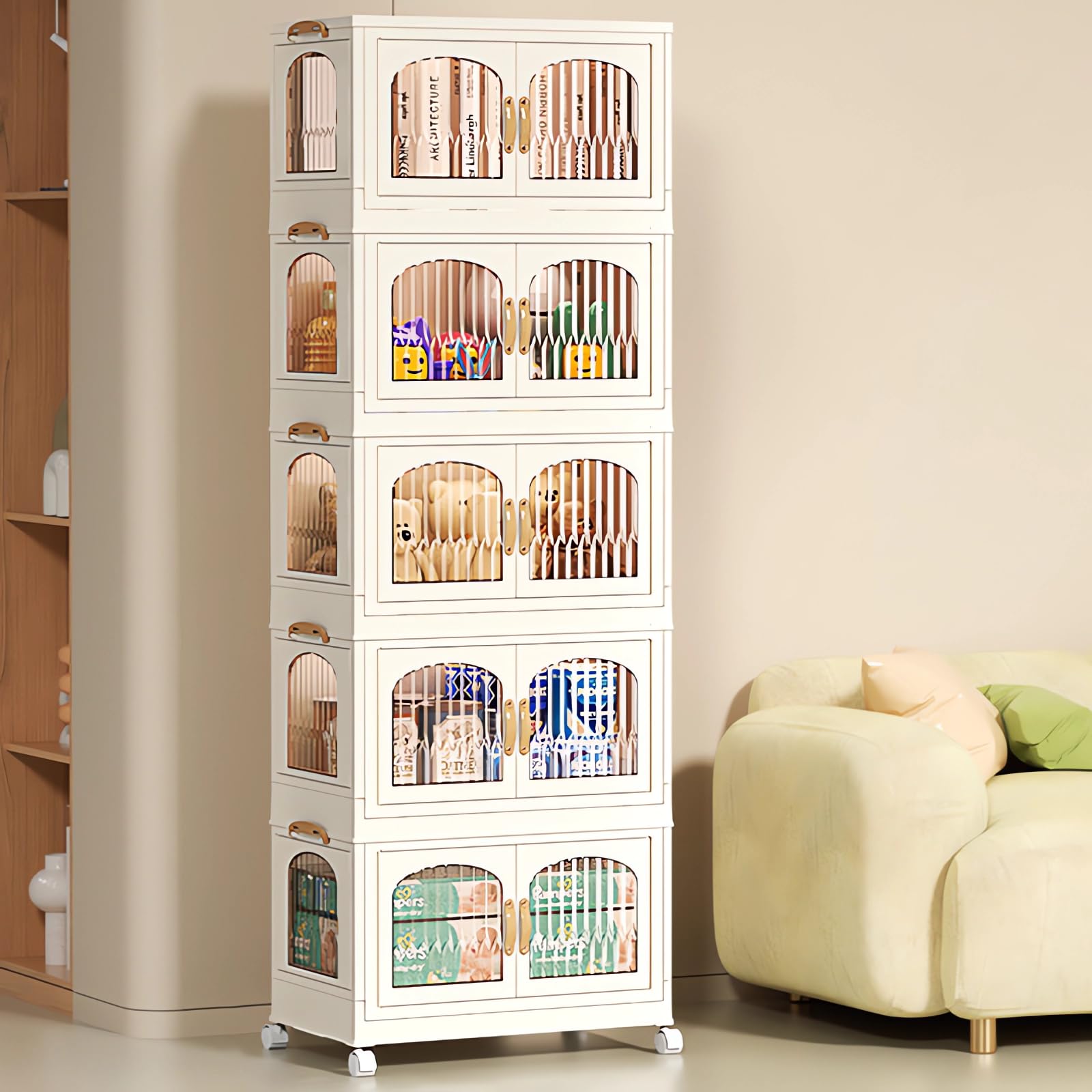 OYDAS Wardrobe Portable Closet, Stackable Storage Bins with Doors,Wheels,Lids,Collapsible Plastic Closet Organizers Storage Cabinet with Closet Rods,Folding Storage Bins (S70-136x60x35cm)-GCC Home Center