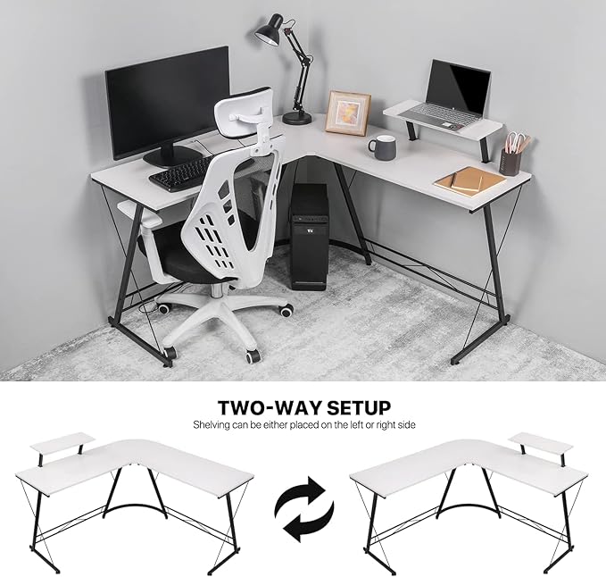 L-Shaped Gaming Desk – Ergonomic K-Shaped Computer Desk for Home Office