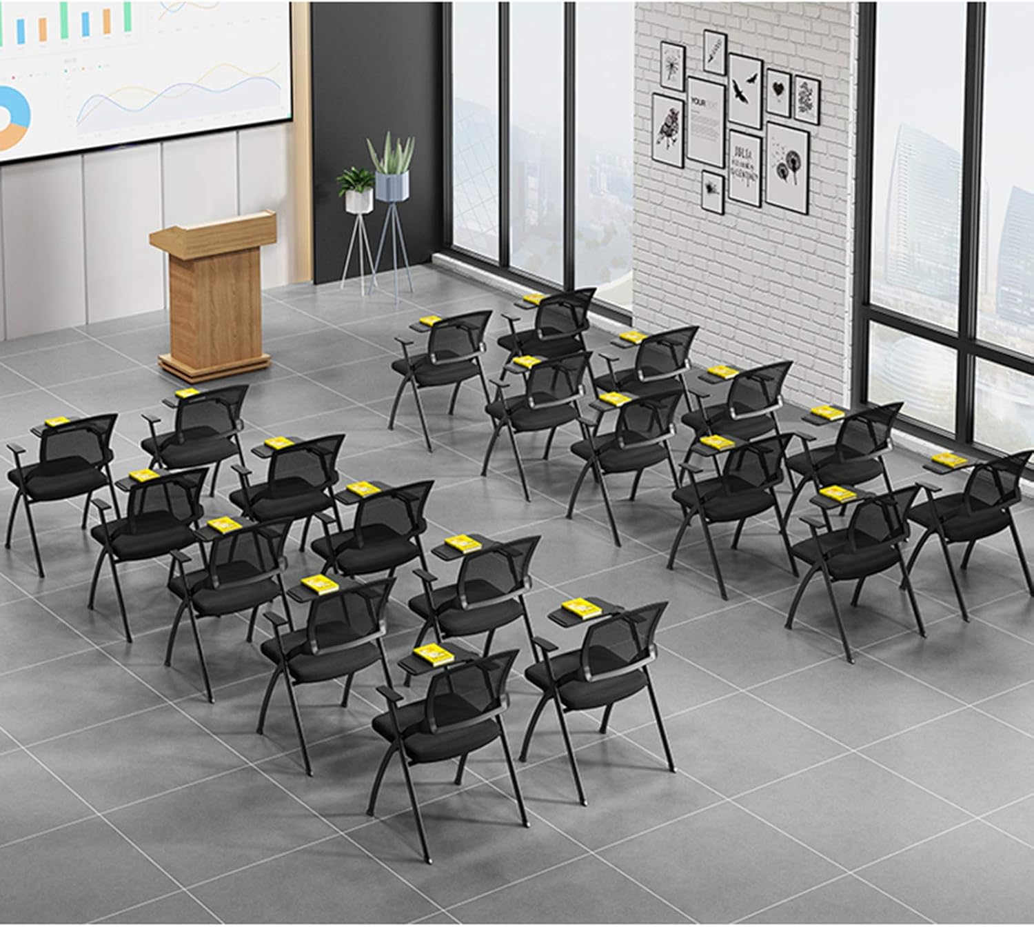 Foldable Office Chairs, Black Meeting Room Staff Chair Comfortable, Durable Office Chair Outdoor Portable Work Chair Office Chairs(Color:#2)