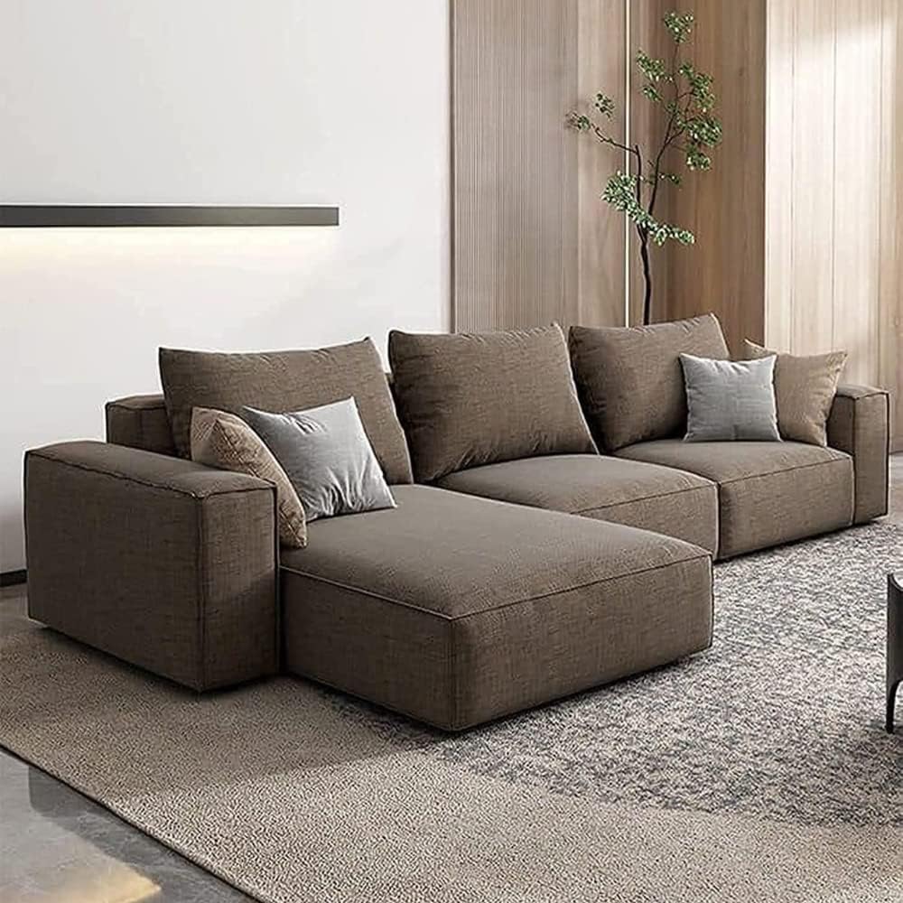 Karnak Sectional Sofa With Cushions L-Shaped Comfortable Living Room Sofa Color (Brown)-GCC Home Center