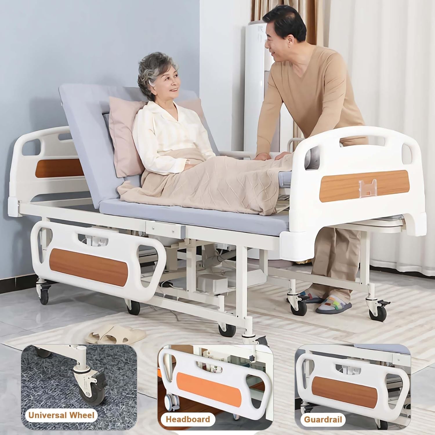 Electric Manual Home Nursing Bed with Built-in Wheelchair
