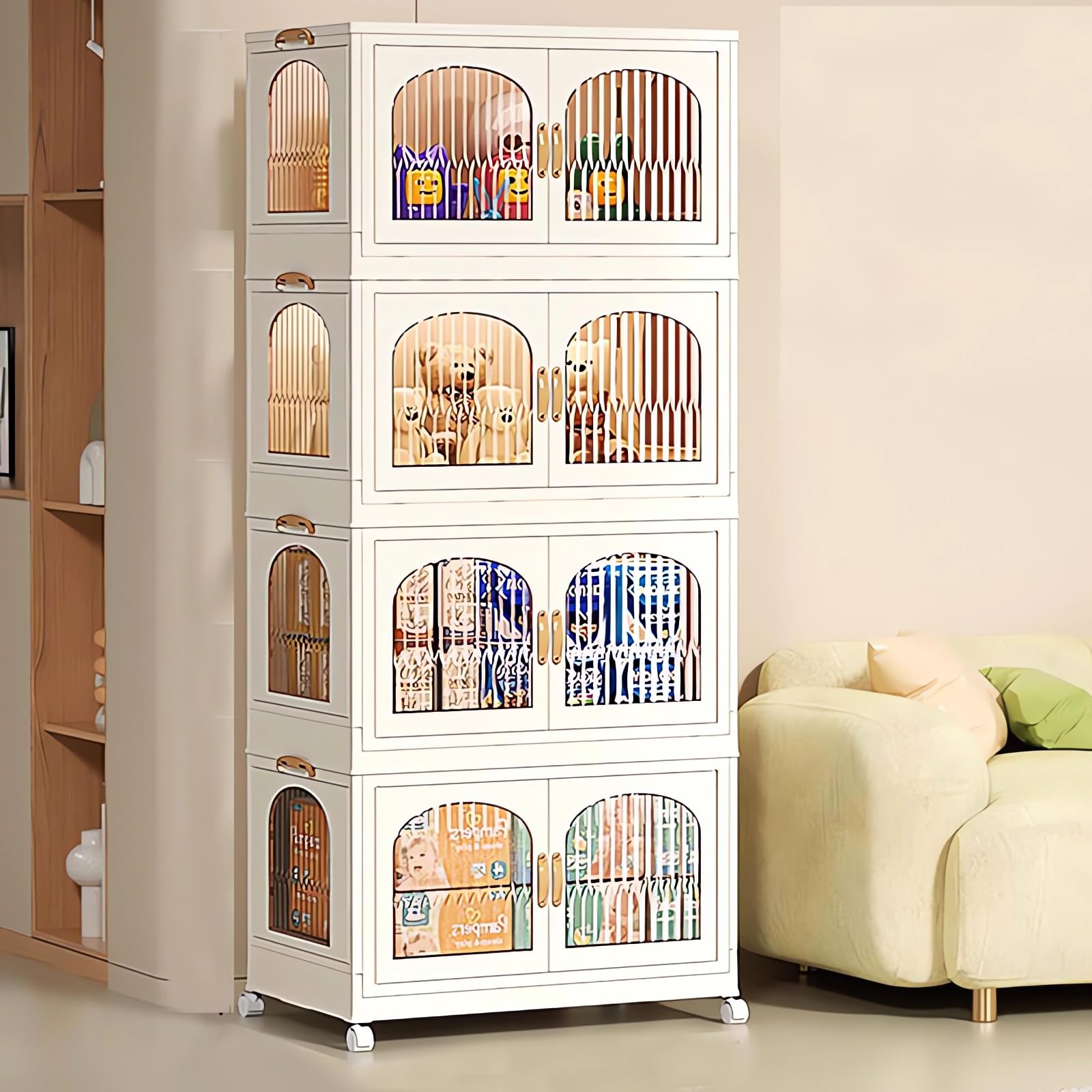 OYDAS Wardrobe Portable Closet, Stackable Storage Bins with Doors,Wheels,Lids,Collapsible Plastic Closet Organizers Storage Cabinet with Closet Rods,Folding Storage Bins (S70-136x60x35cm)-GCC Home Center