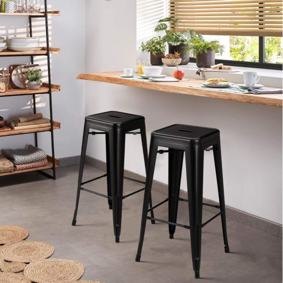 Metal Stackable Bar-Home Kitchen Stool - Black-GCC Home Center
